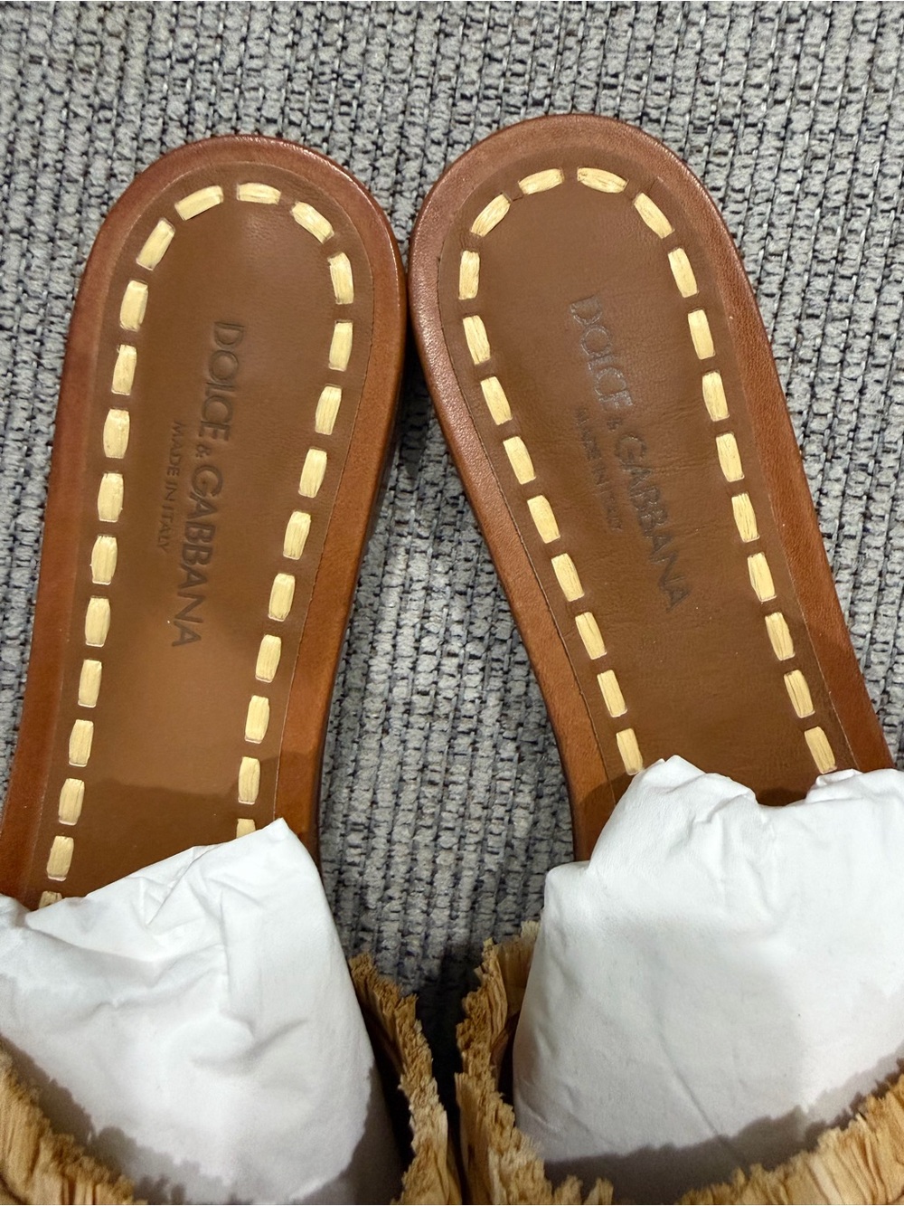 DOLCE & GABBANA DG Medallion Raffia Slide Sandals 9.5 MINT! RARE! - Picture 2 of 4